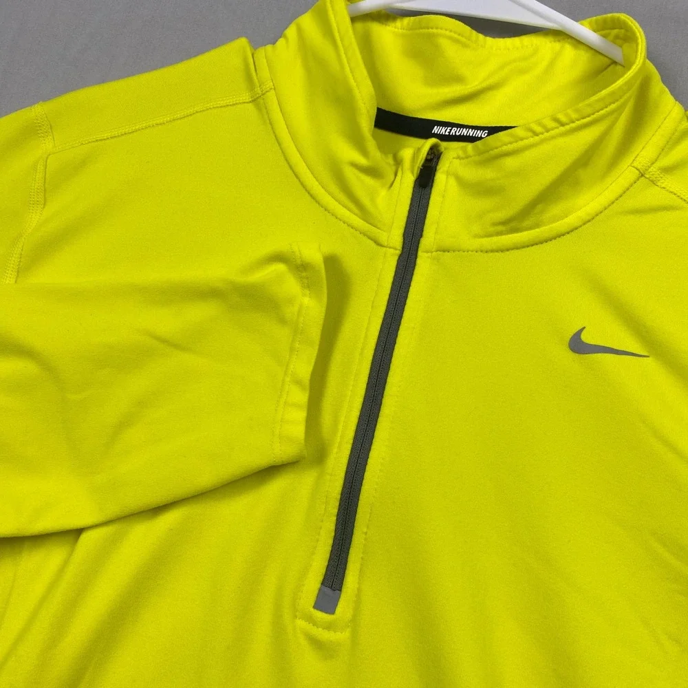 Nike Dri-Fit Half Zip Running Pullover Mens Large Volt Yellow Reflective
